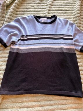 Dressbarn Striped Short Sleeve Sweater